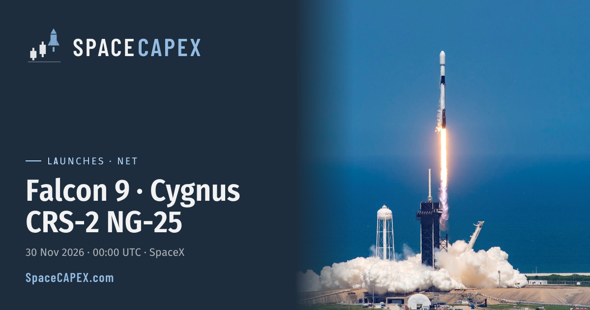 Falcon 9 · Cygnus CRS-2 NG-25 — launch date and countdown · SpaceCAPEX